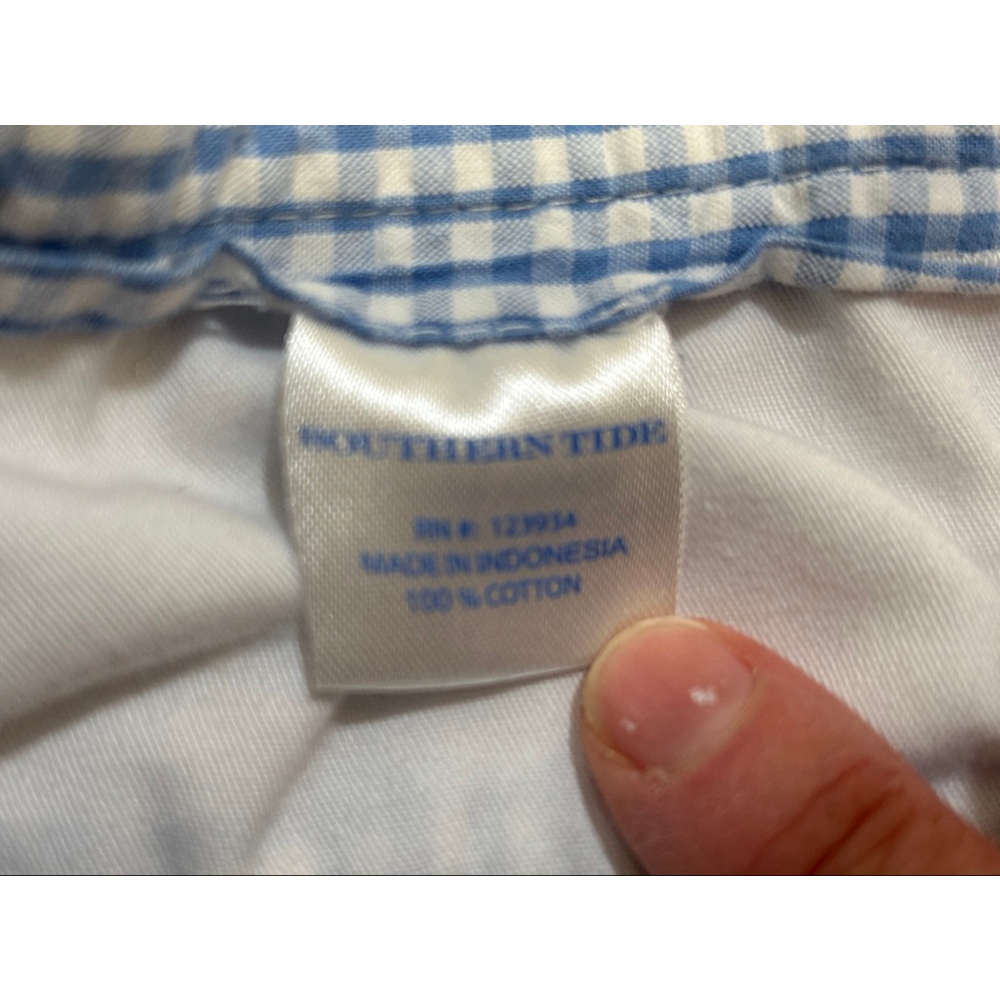 Men's Southern Tide Flat Front Shorts Waist 32 Blue White Seersucker - Picture 6 of 6